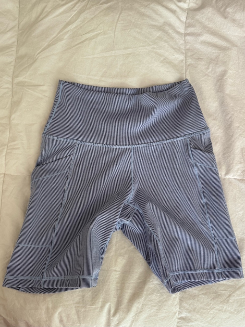 prAna High Waist Biker Shorts Women’s S Ribbed Lavender Stretch Pockets